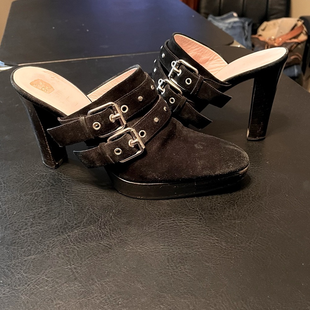 Authentic CELENE Black Block Platform Heels With Buckle Detail